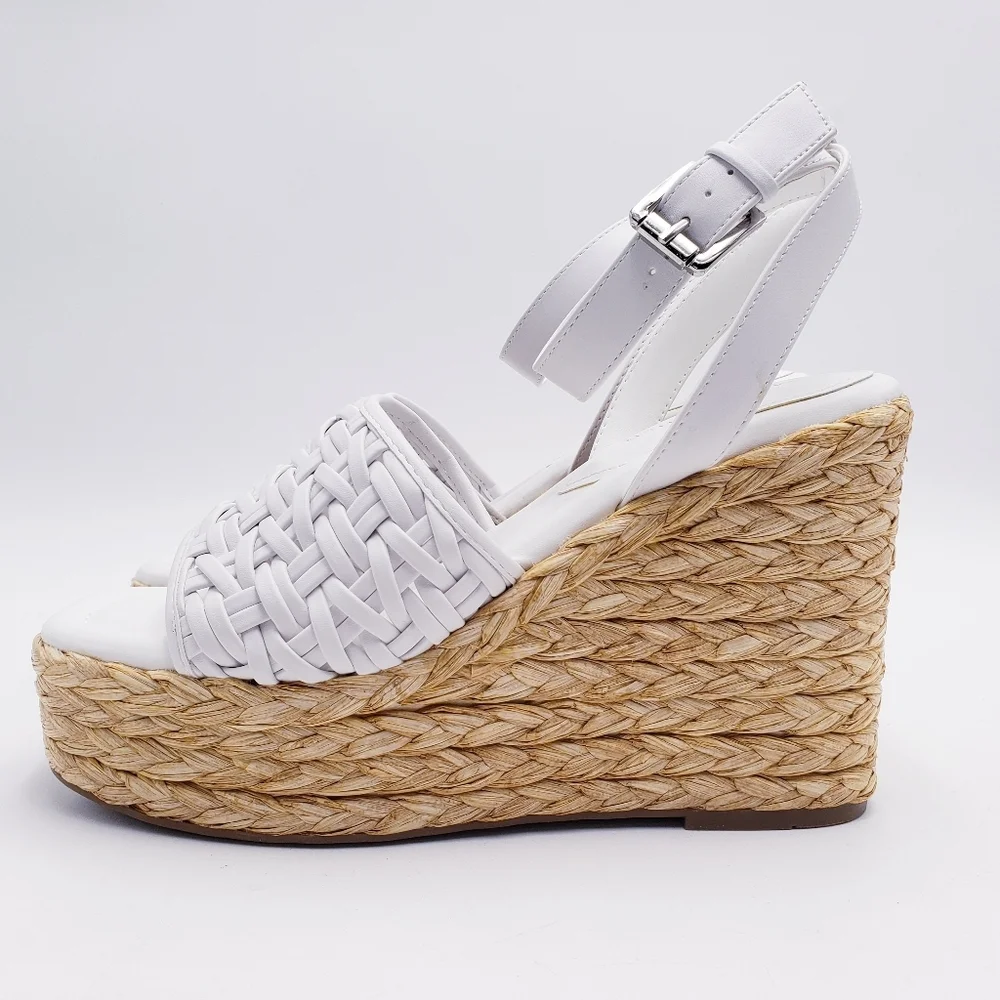 Marc Fisher Godina‎ Wedge Platform Espadrille Sandal White 4.5